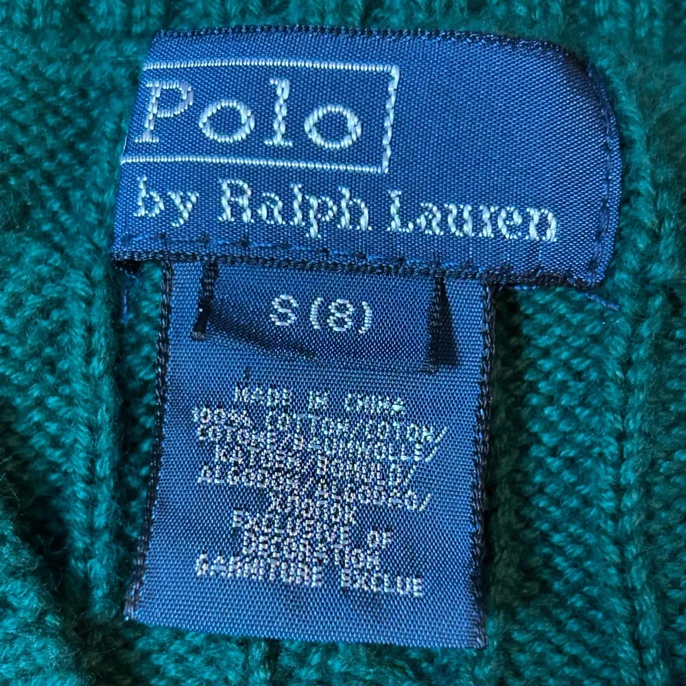 Polo by Ralph Lauren Kid's Green Cable Knit Sweater Vest size:Small (8)